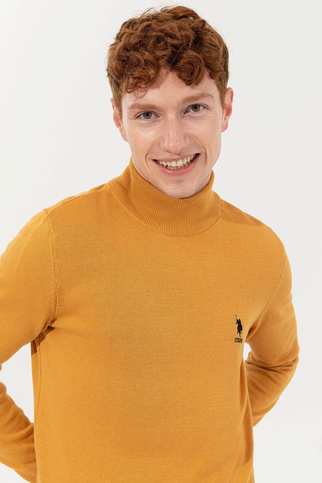 Мужской желтый трикотажный свитер Basic - U.s. polo assn фото 4
