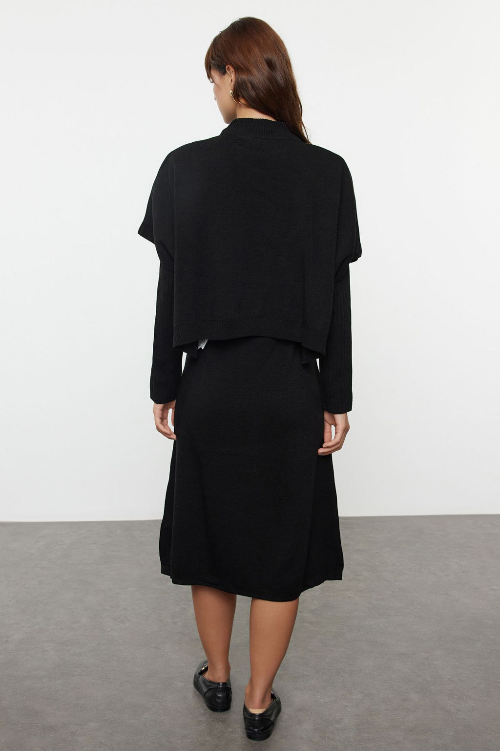 TRENDYOLMILLA Bej Genis Kal?p Midi Triko Suveterli Elbise TWOAW24EL00012  фото 11