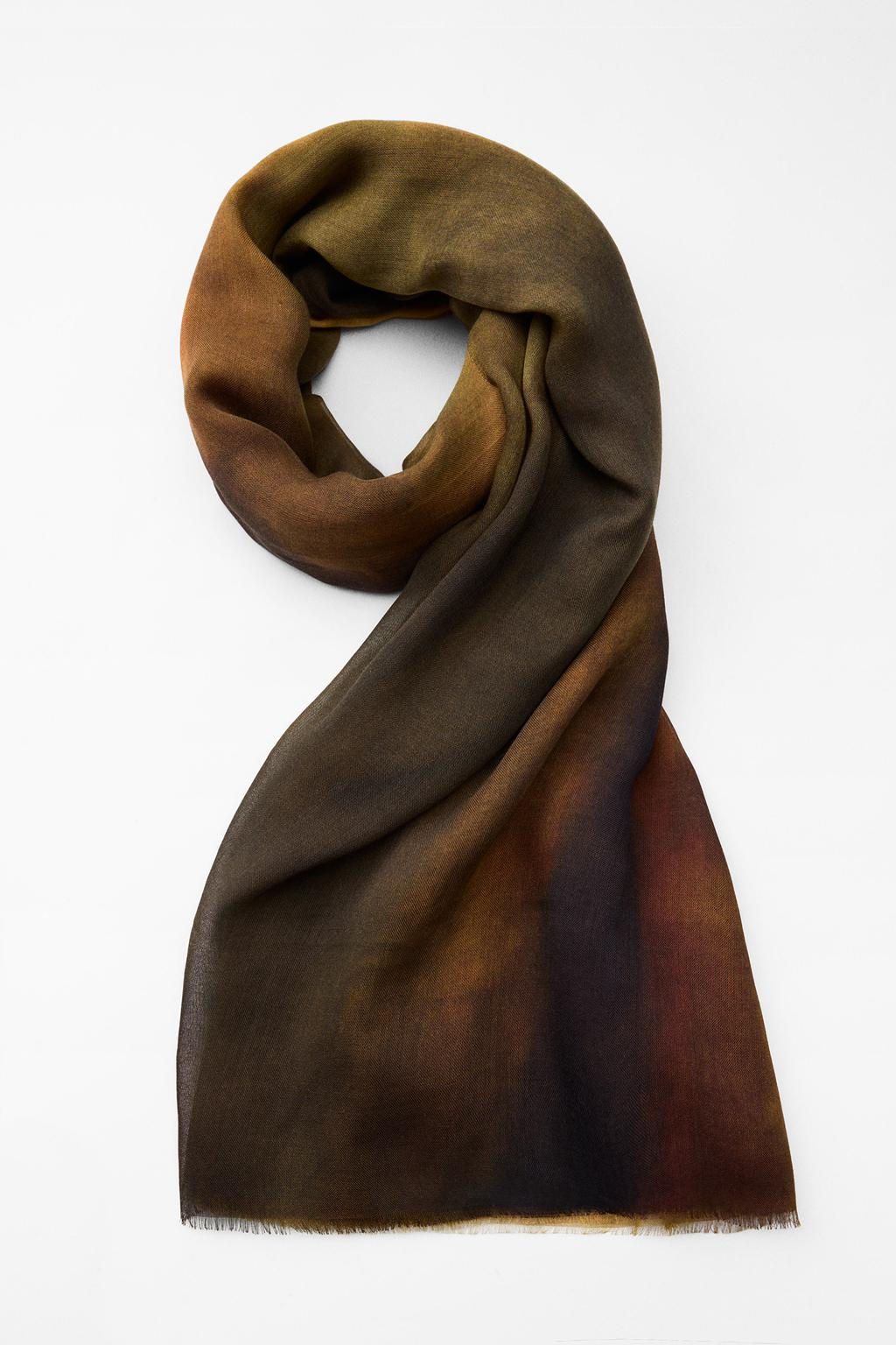 TIE-DYE PRINT MODAL SILK BLEND SCARF - Zara фото 4