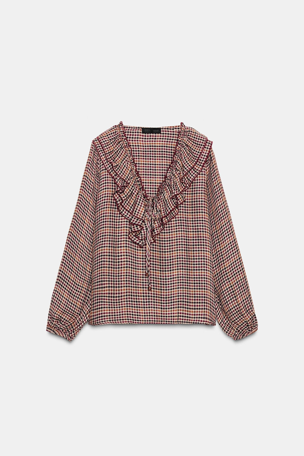 CHECKED BLOUSE WITH RUFFLES - Zara фото 7