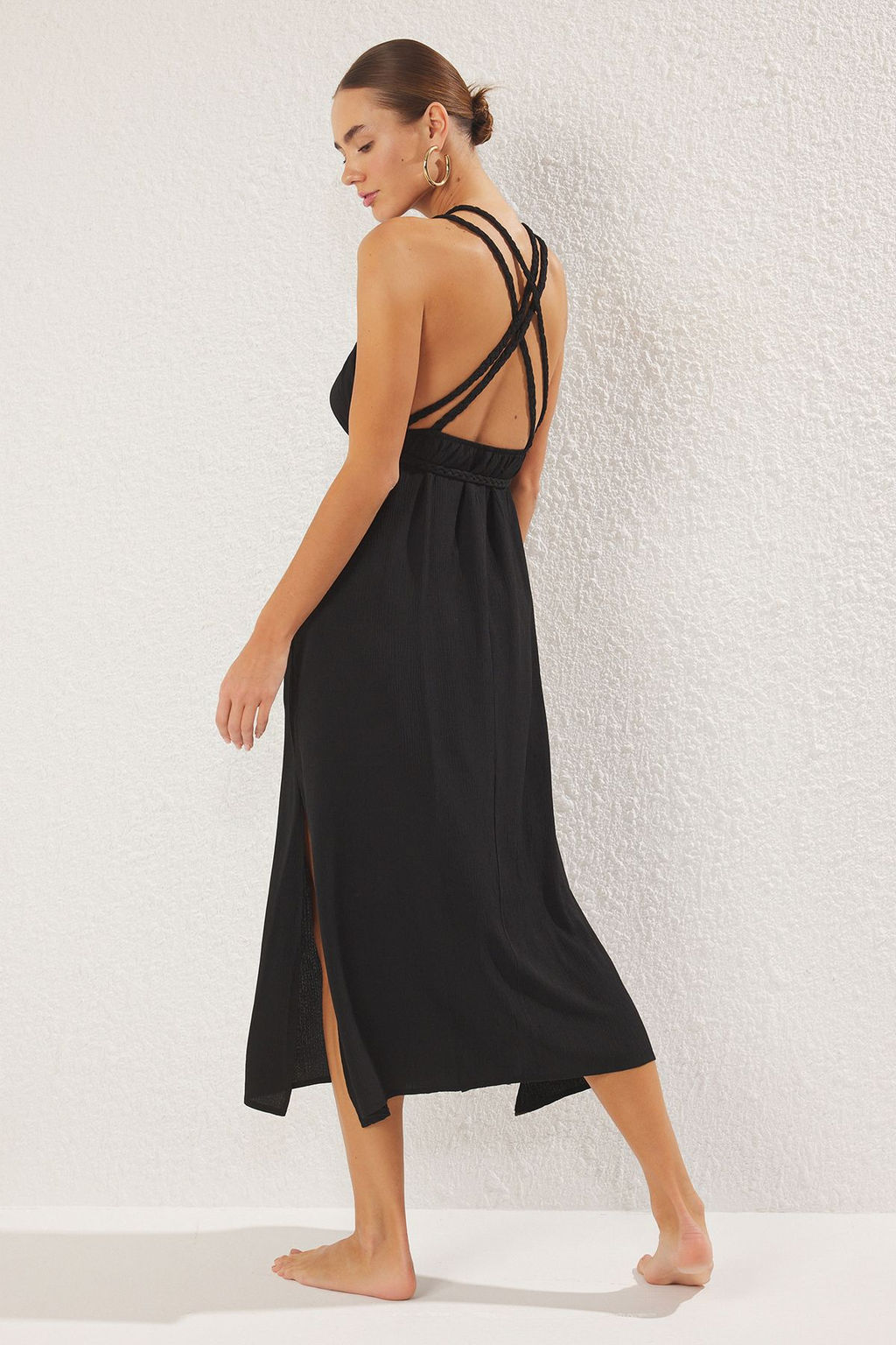 TRENDYOLMILLA Kahverengi Kusakl? Maxi Dokuma Baglamal? Plaj Elbisesi TBESS23EL00070 фото 11