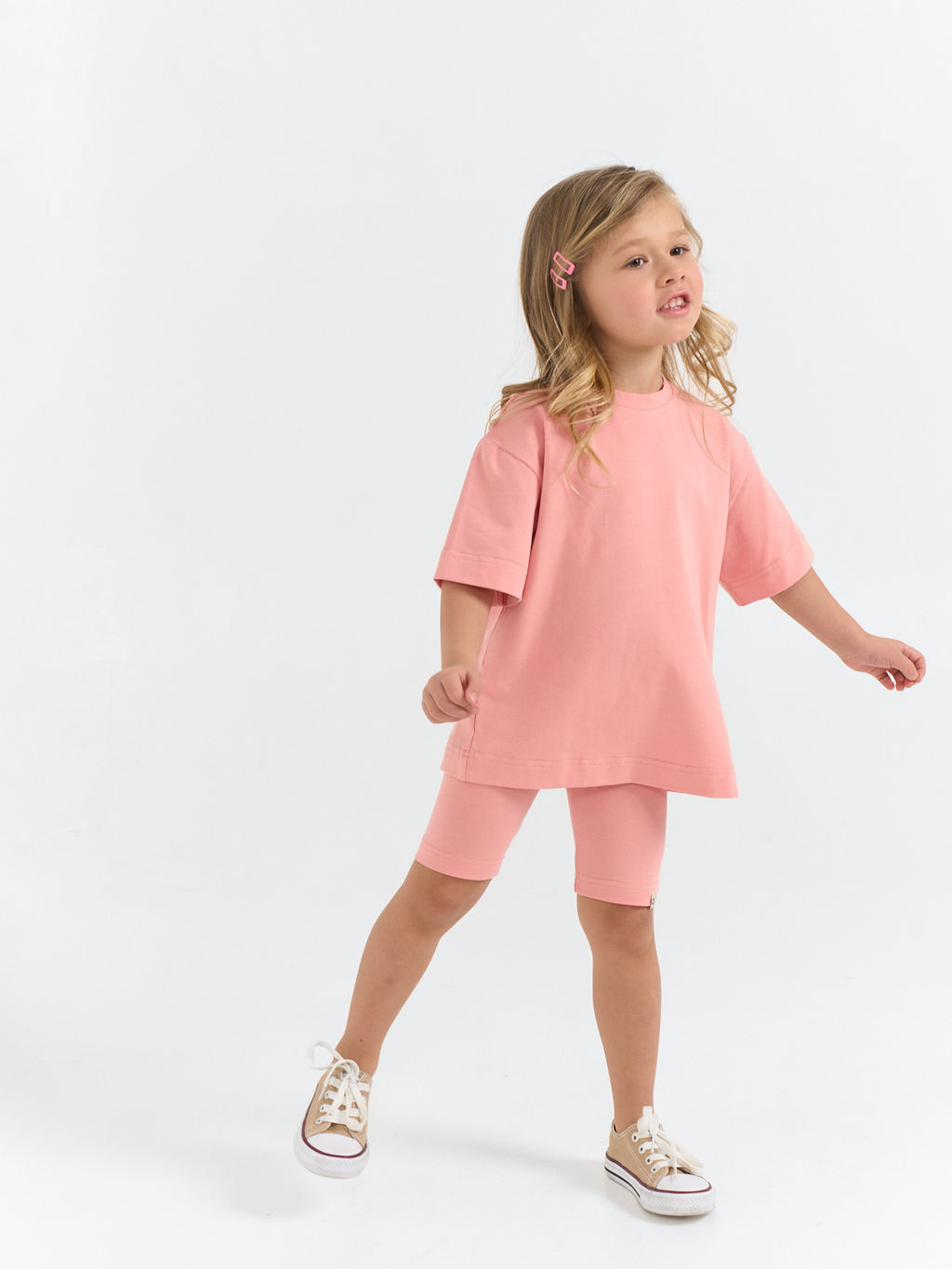 Комплект футболка оверсайз и велосипедки "Роза"