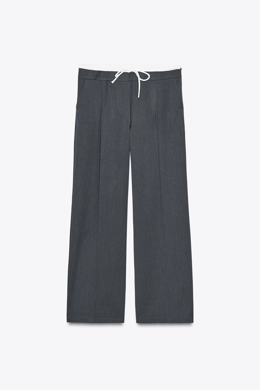 PANTAL?N ANCHO CINTURA DOBLE / Gris antracita
