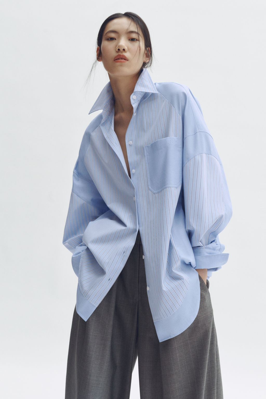 Camisa oversize de popelina con paneles - H&m фото 6