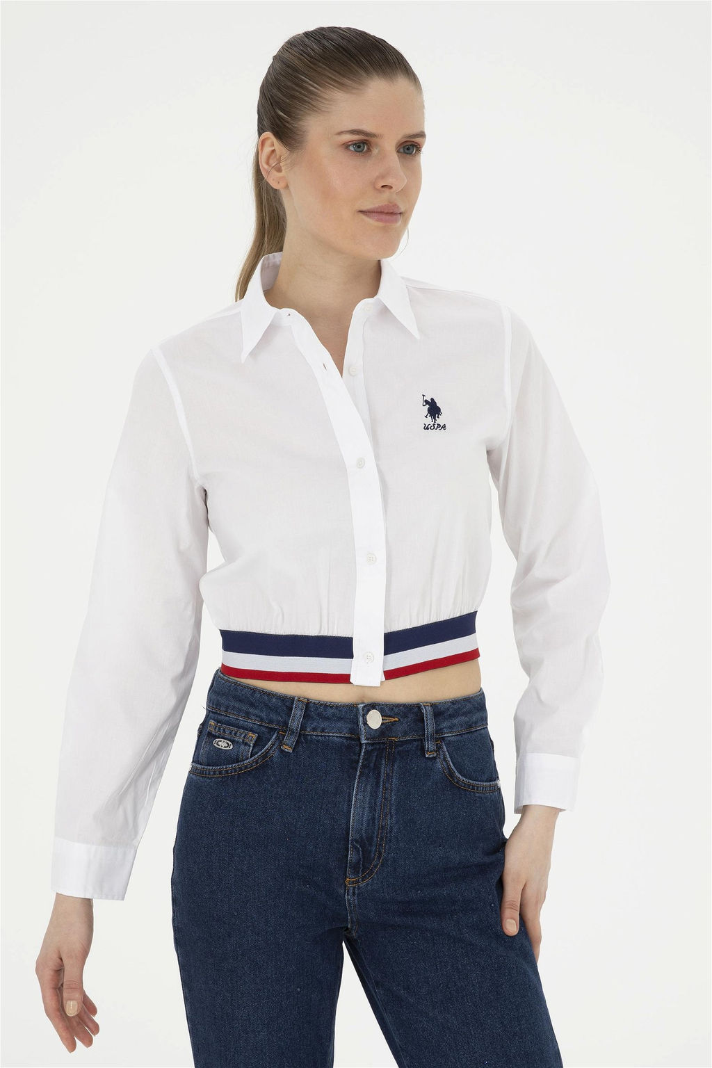 Женская белая рубашка с длинным рукавом Неожиданная скидка в корзине - U.s. polo assn фото 3