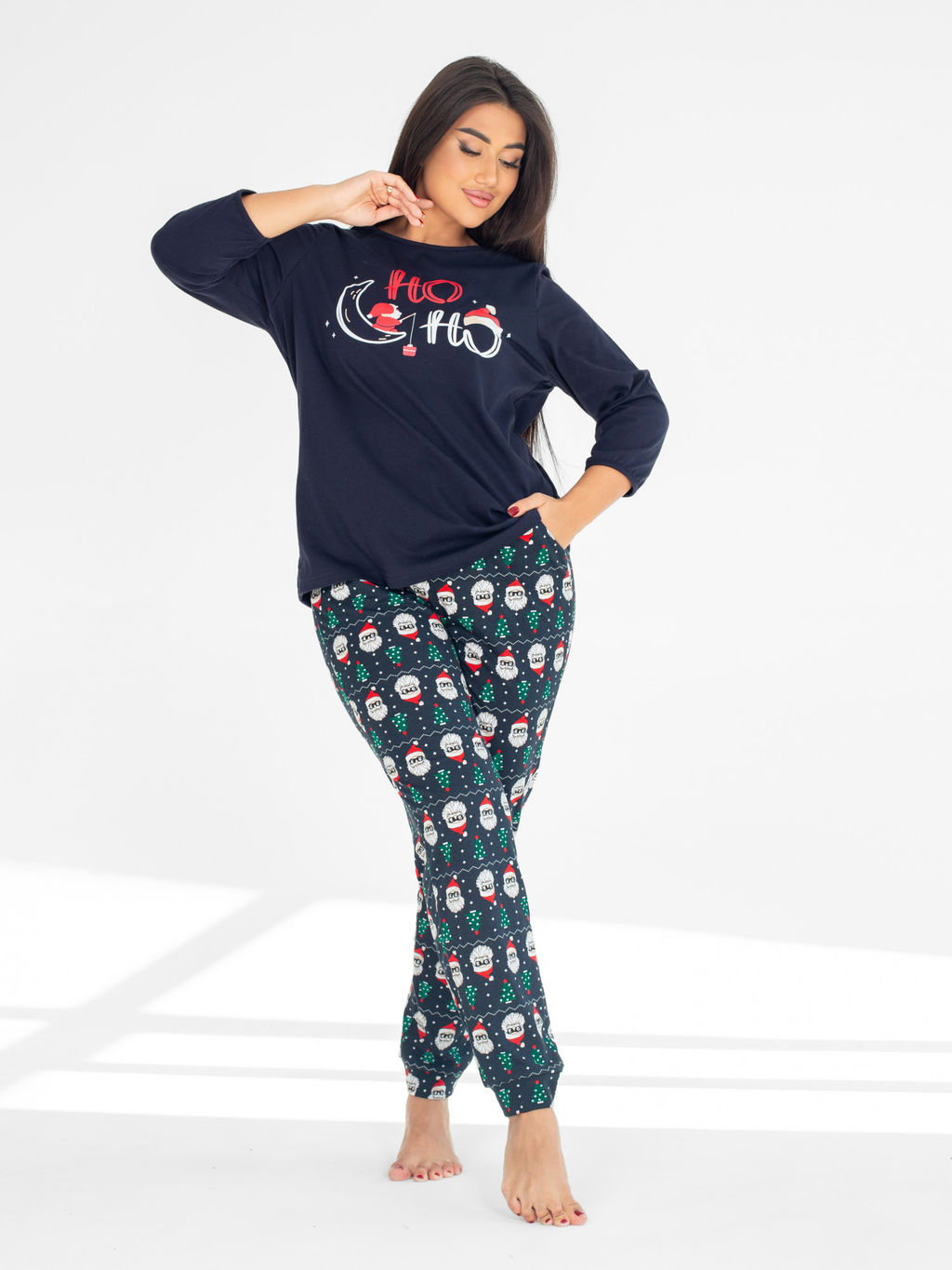 Пижама женская кулирка с брюками "ДЕД МОРОЗ"