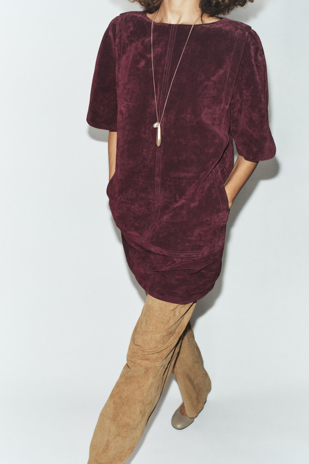 100% LEATHER SUEDE SHORT DRESS - Zara фото 7