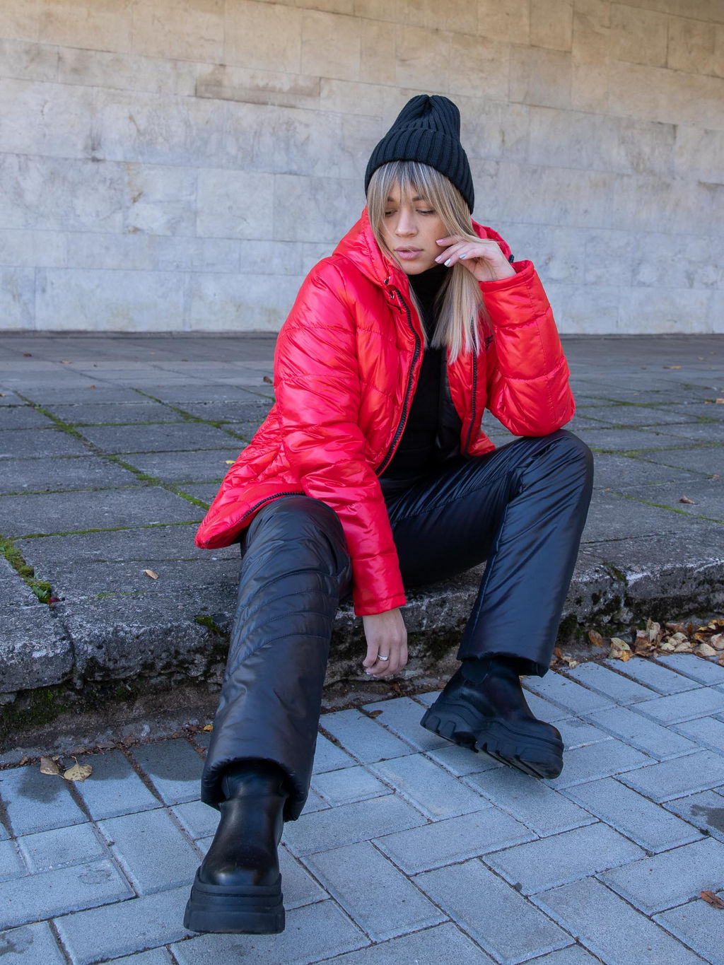 Женский Костюм женский зимний. ВС005: Сангрия красный-черный