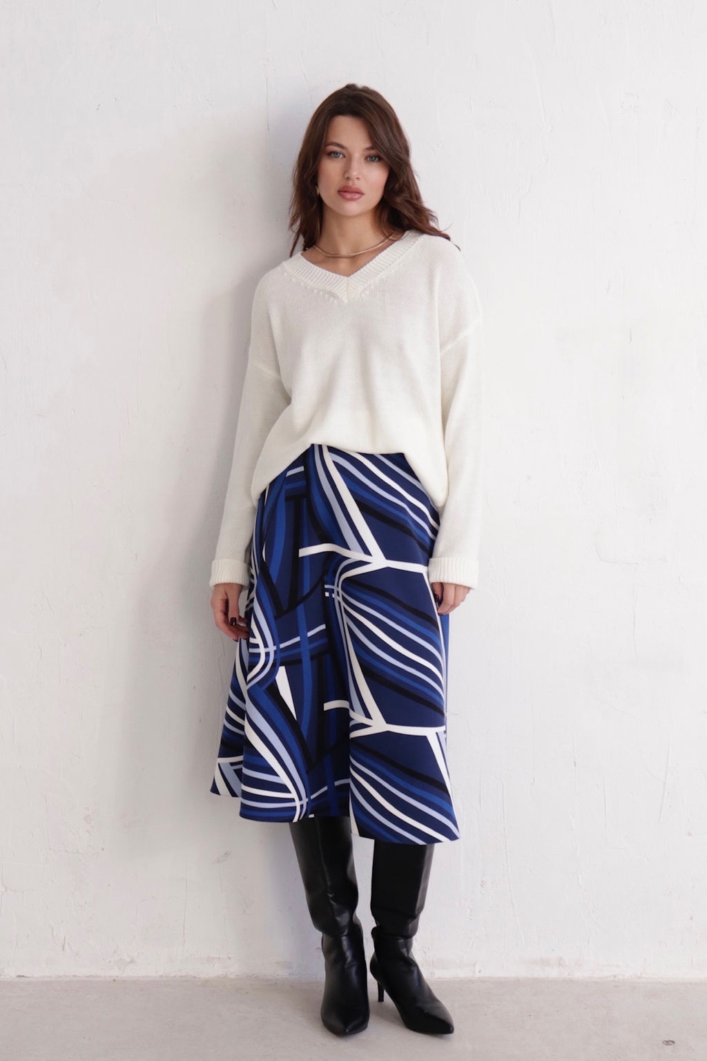 11047 Юбка А-силуэта синяя с принтом - Martichelli фото 4