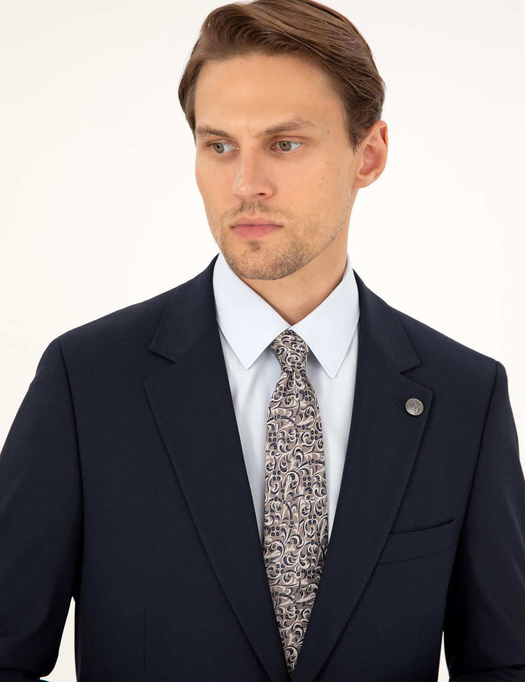 Lacivert Slim Fit Tak_m Elbise