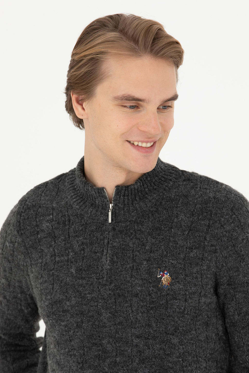 Мужской свитер антрацитового меланжа - U.s. polo assn фото 9