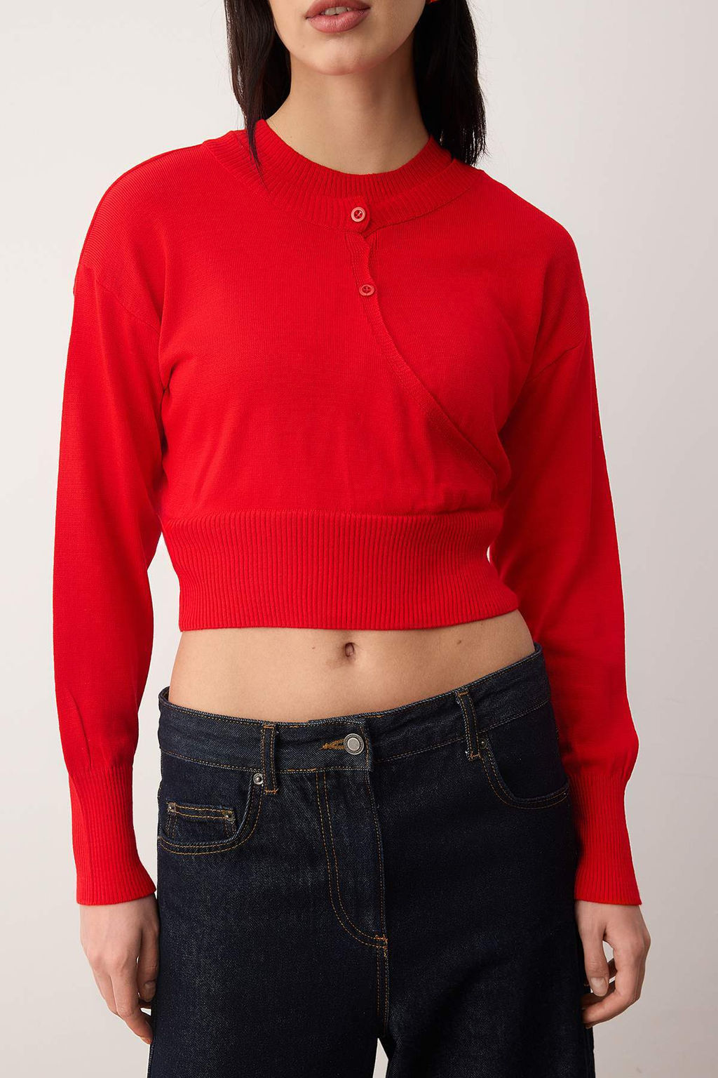 K?rm?z? Bisiklet Yaka Birlesik Bluz-H?rka Triko Kazak TWOAW26KZ00280