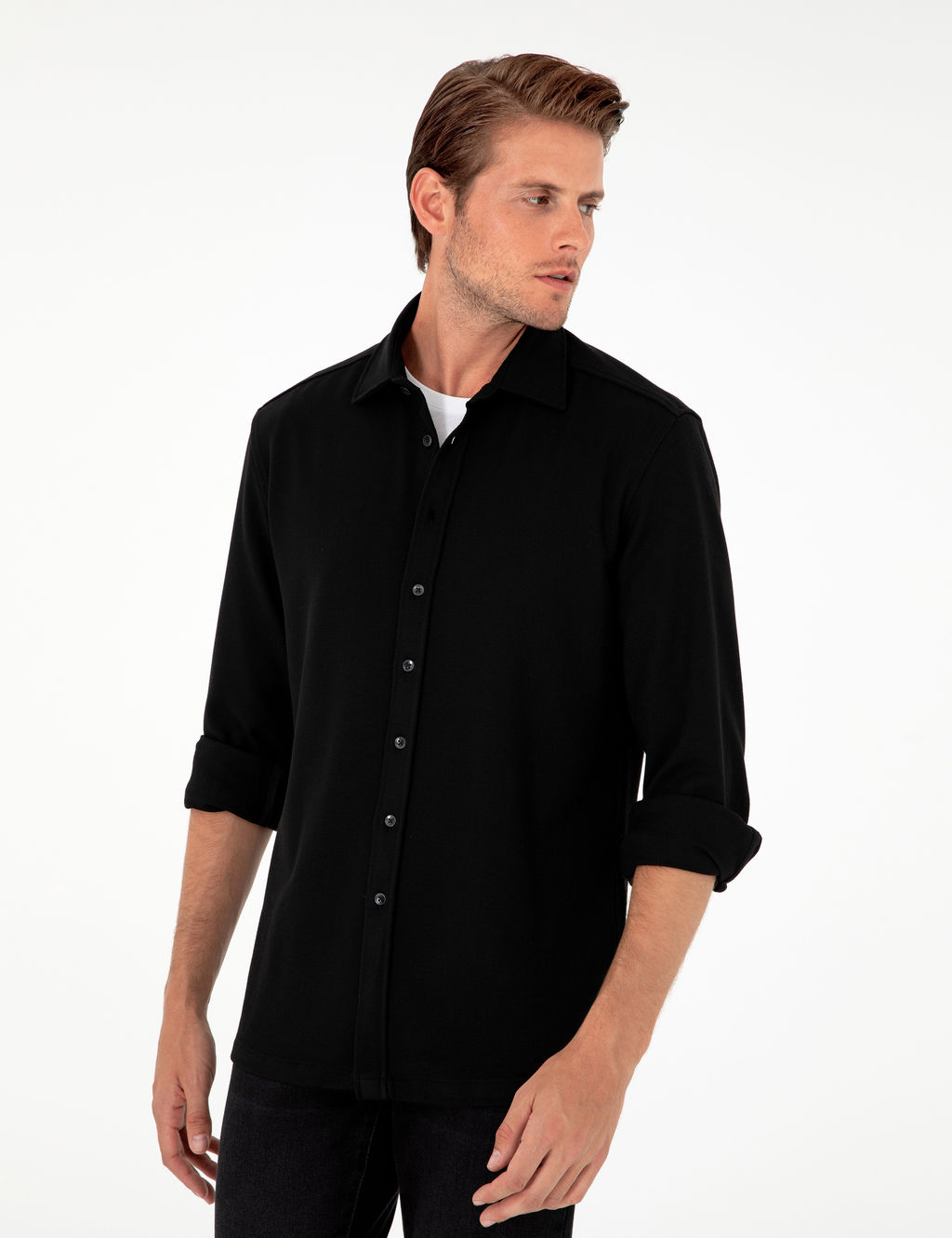 Siyah Regular Fit Uzun Kollu G_mlek