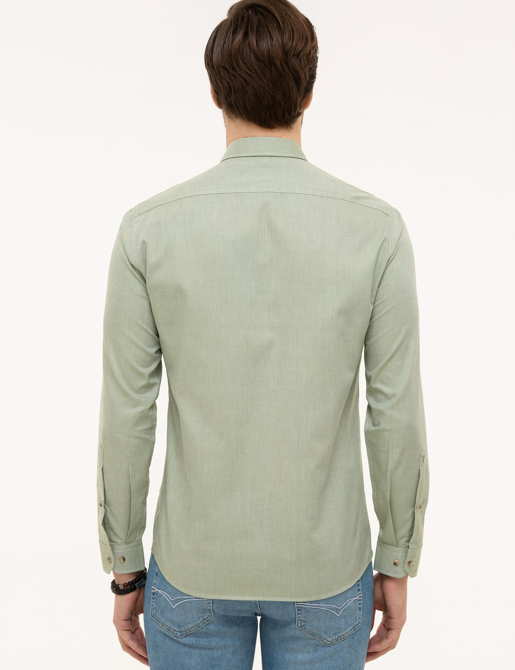 Ye_il Slim Fit Uzun Kollu G_mlek