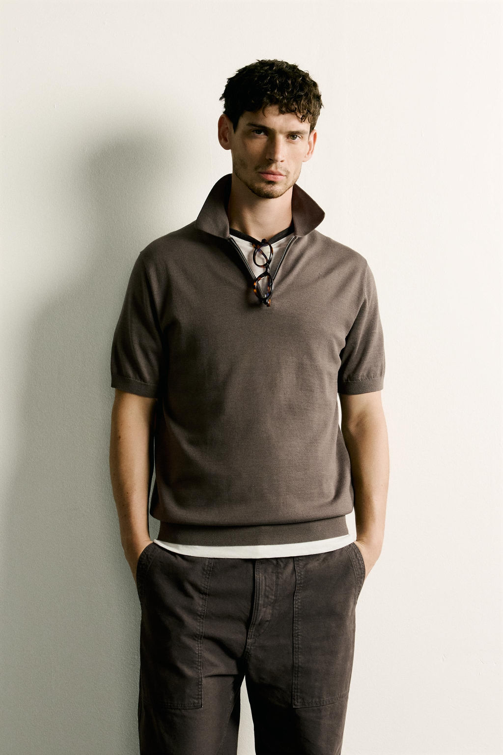 POLO PUNTO REGULAR FIT CREMALLERA / Gris topo - Zara фото 2