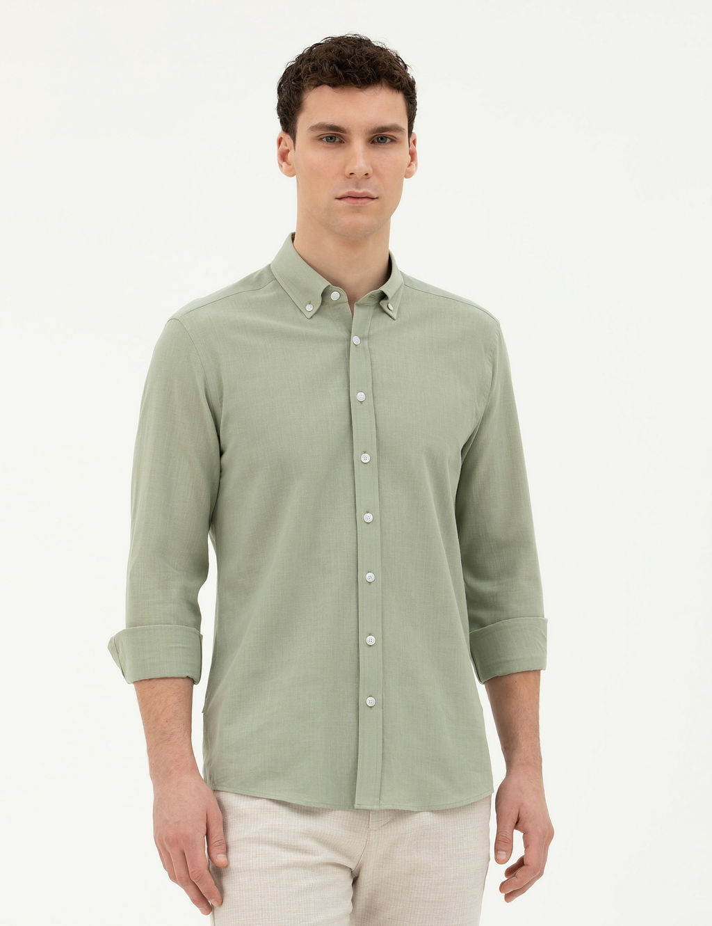 Ye_il Slim Fit Uzun Kollu G_mlek