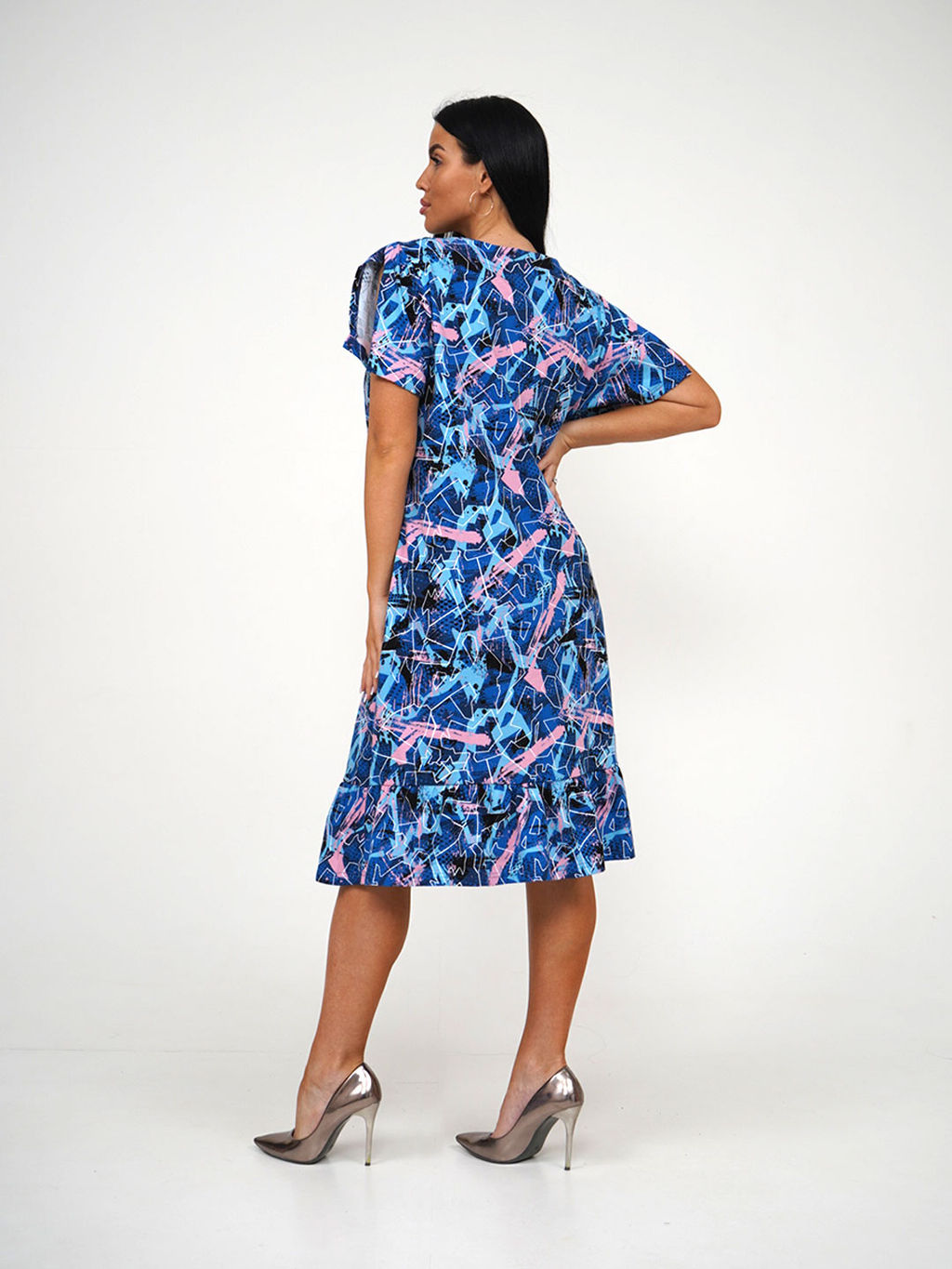 Платье женское, цвет голубой синий розовый