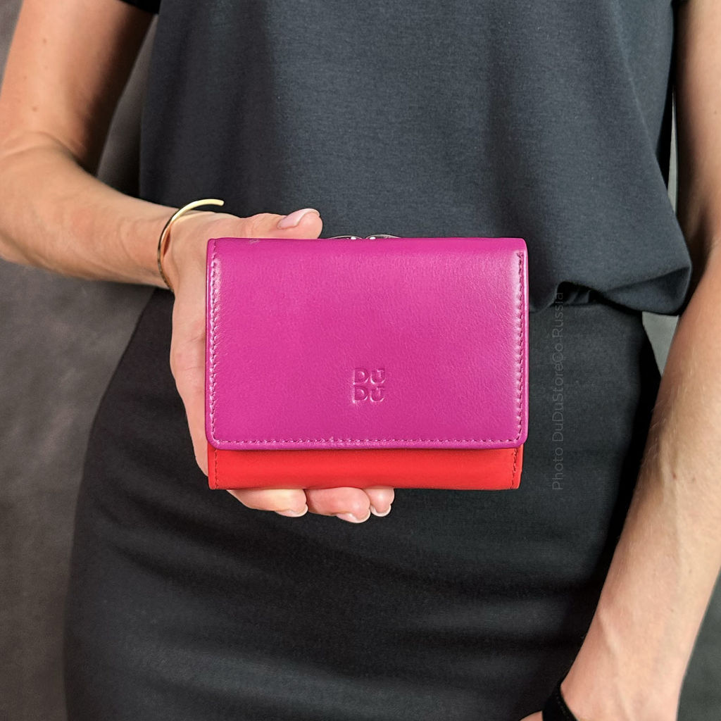 Итальянский женский кожаный кошелек DuDu серии Corsica | фуксия - Dudubags фото 7