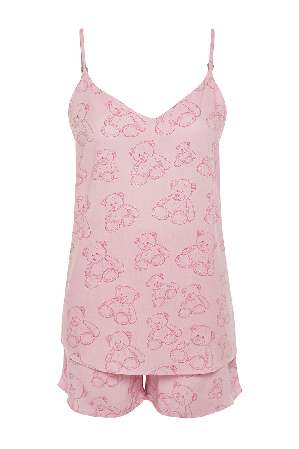 Trendyolmilla Pembe Ay?c?kl? Ip Ask?l? Viskon Sortlu Dokuma Pijama Tak?m? THMSS24PT00068