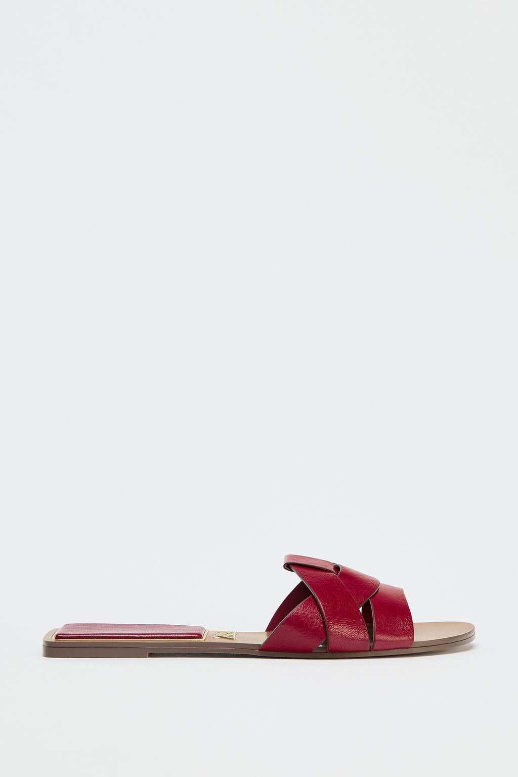 CROSS-STRAP FLAT LEATHER SANDALS - Zara фото 21