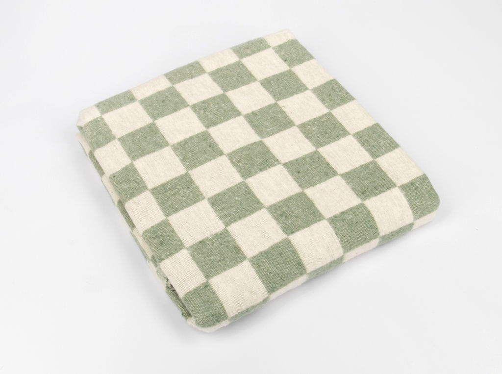 Одеяло байковое 140*205 клетка цв. оливковый (Россия ВВТ)