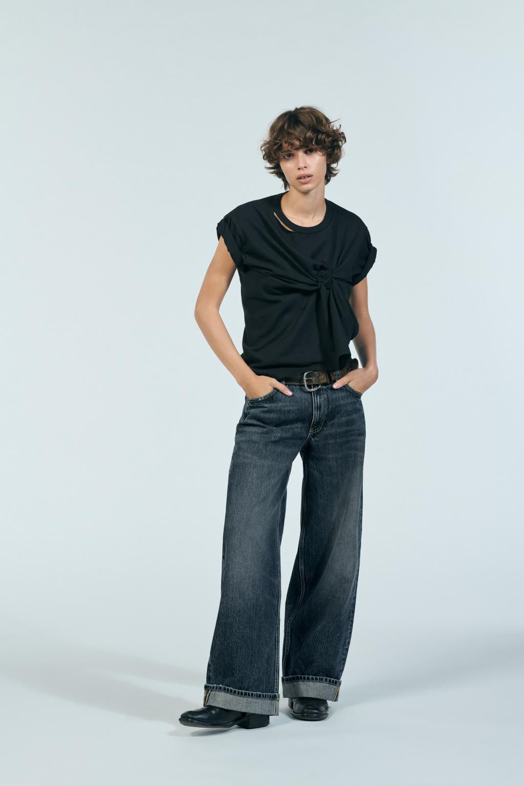 RELAXED FIT FOLD-UP LOW-RISE JEANS - Zara фото 21