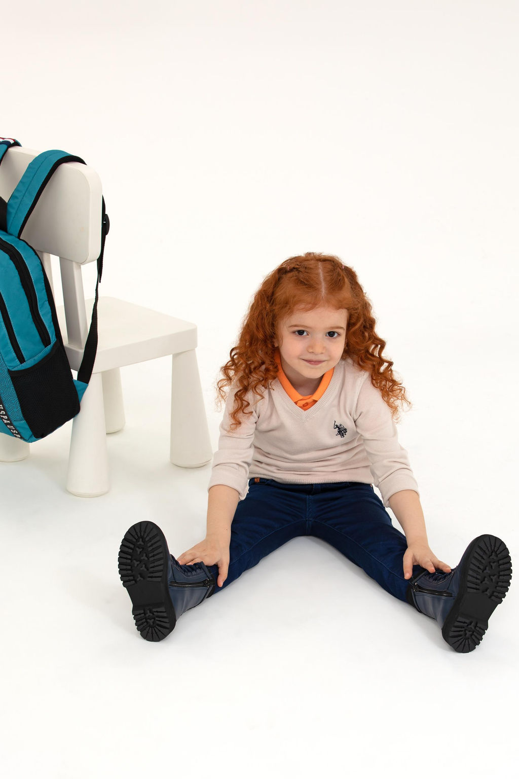 K_z _ocuk Krem Basic V Yaka Kazak - U.s. polo assn фото 3