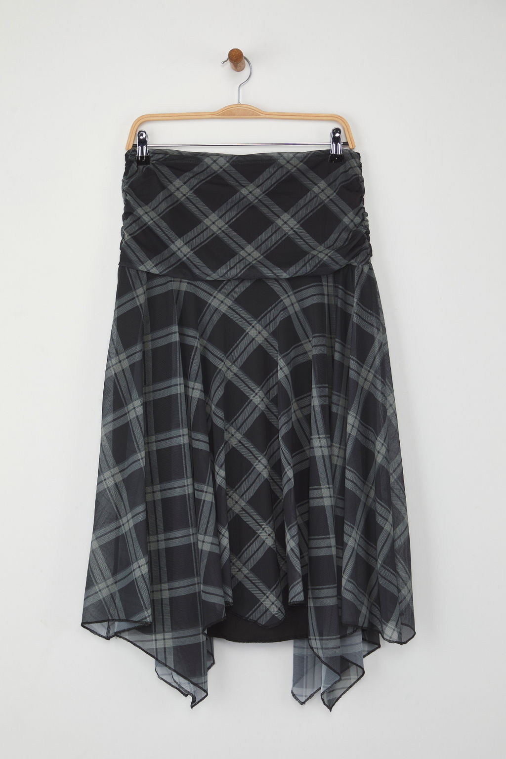 Cok Renkli Ekose Bask?l? Skater Asimetrik Etek Ucu Detayl? Esnek Orme Etek TWOAW26ET00037