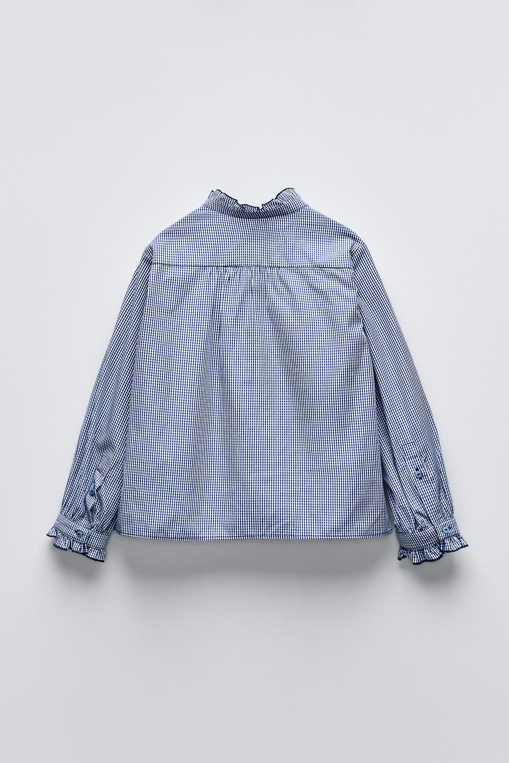GINGHAM CHECK SHIRT WITH RUFFLES - Zara фото 4