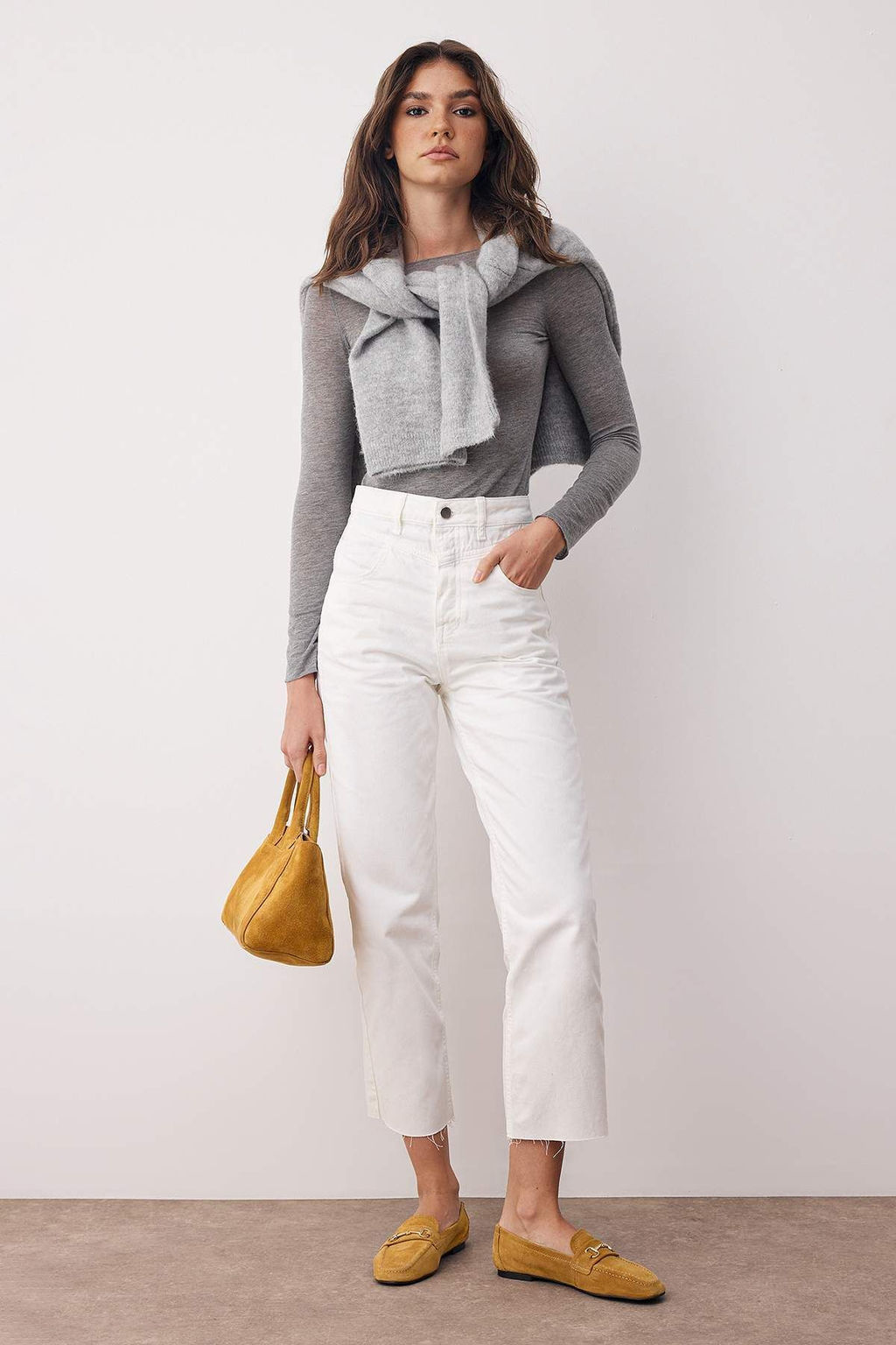 Ekru Yuksek Bel Straight Boru Paca Duz Kesim Jeans TWOAW26JE00183 - Trendyolmilla фото 2
