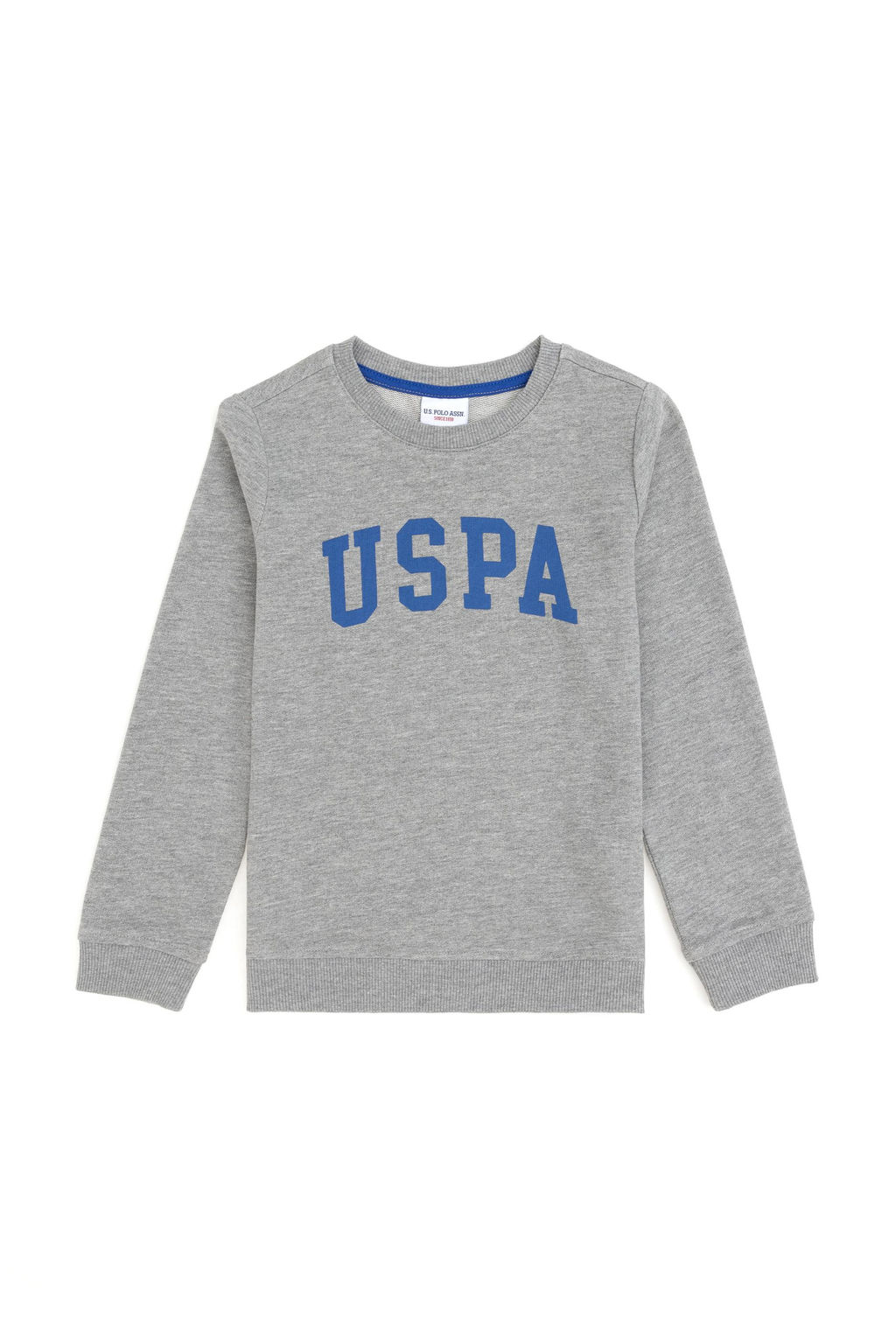 Свитшот для мальчика U.S. Polo Assn базовый серый меланж из хлопка  фото 4