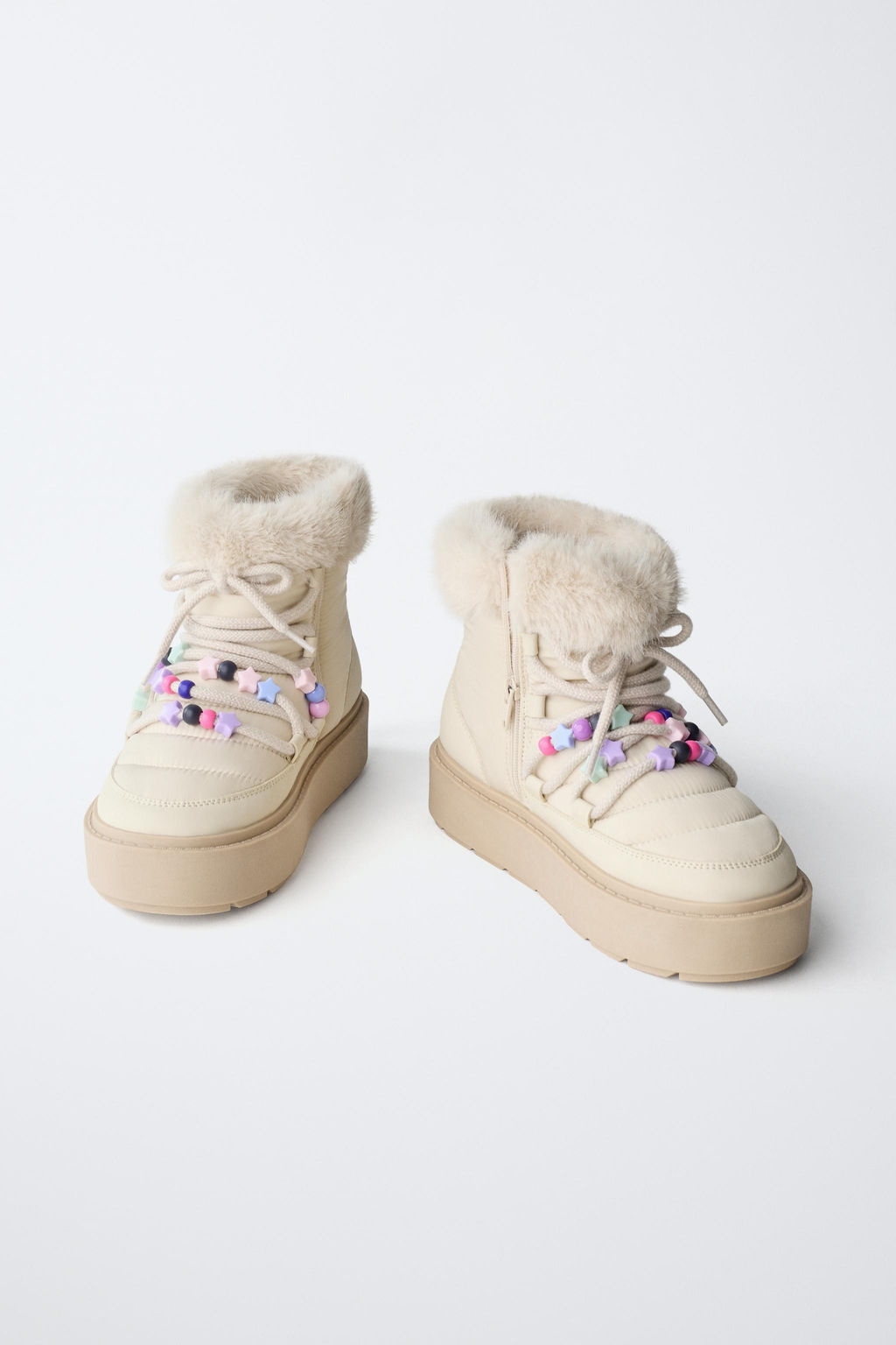 BEADED ANKLE BOOTS WITH FAUX FUR LINING - Zara фото 3