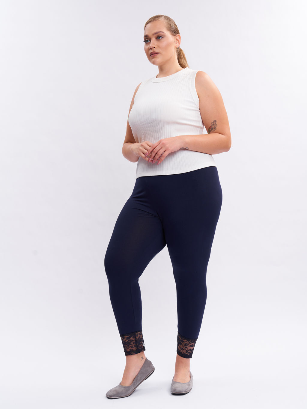 Леггинсы с кружевом LL12939DBL05