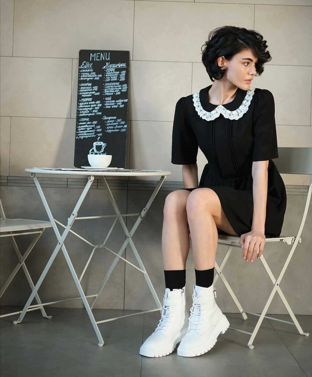 Черное платье-мини с воротником «Питер Пэн» - Incity фото 7