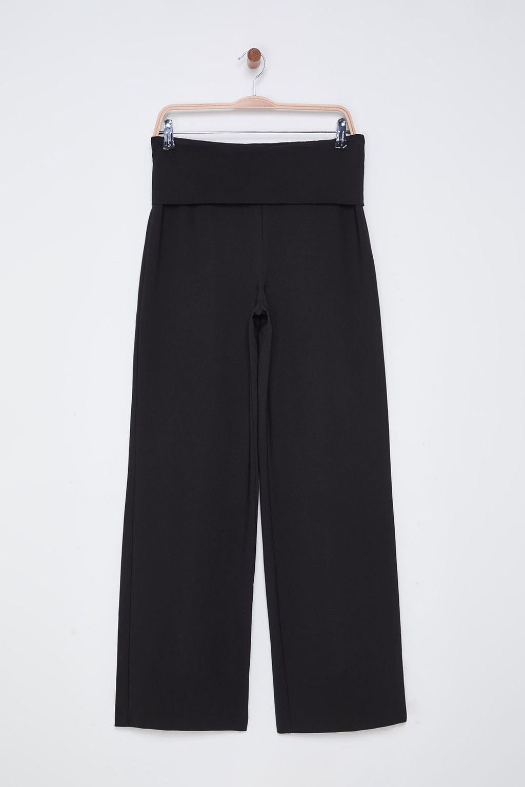 TRENDYOLMILLA Siyah Beli Esnek Lastikli Wide Leg/Genis Paca Dokuma Pantolon TWOSS25PL00019 фото 9