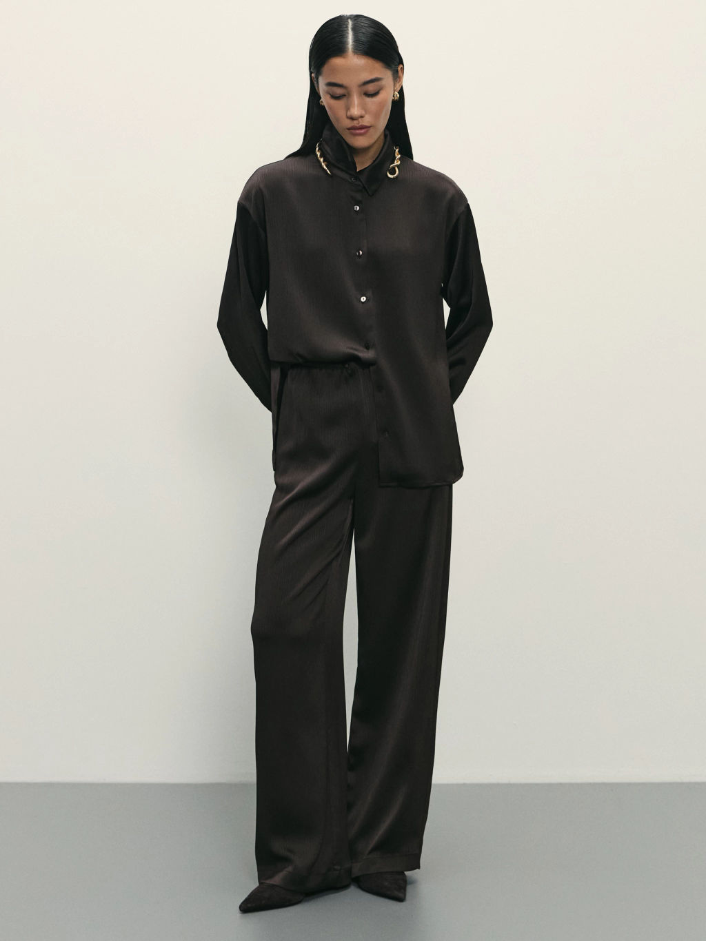 Блузка из жатого сатина / Zarina  фото 2