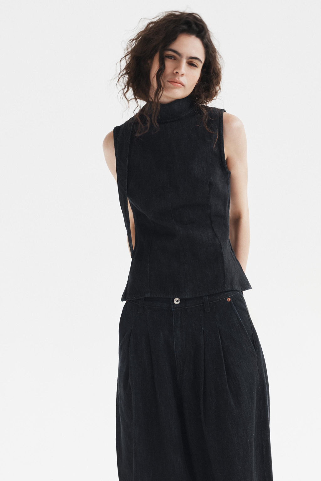 TRF DENIM HALTER TOP WITH TIE DETAIL - Zara фото 11