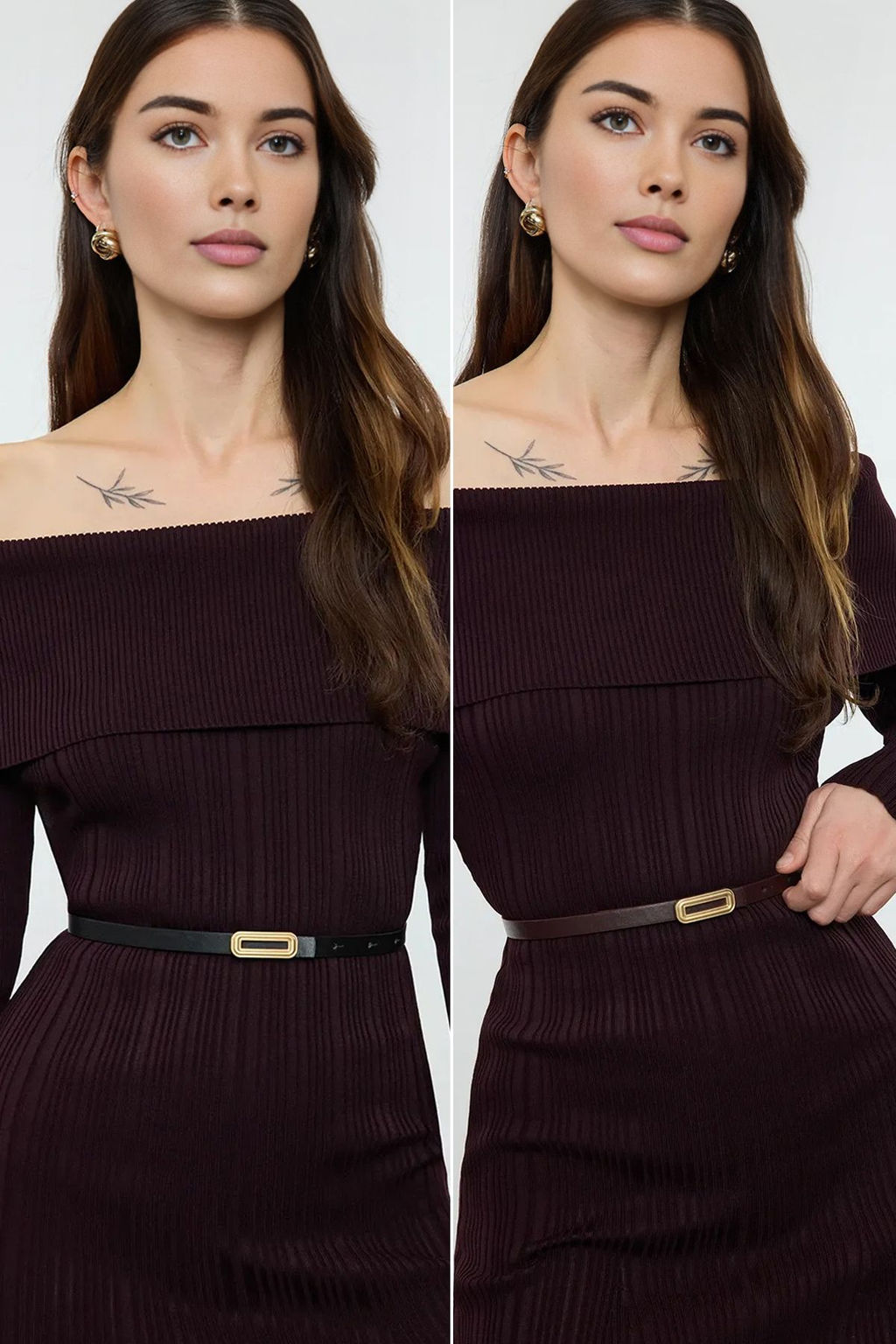 Siyah-Bordo Tokal? 2li Paket Deri Gorunumlu TWOAW25KE00009