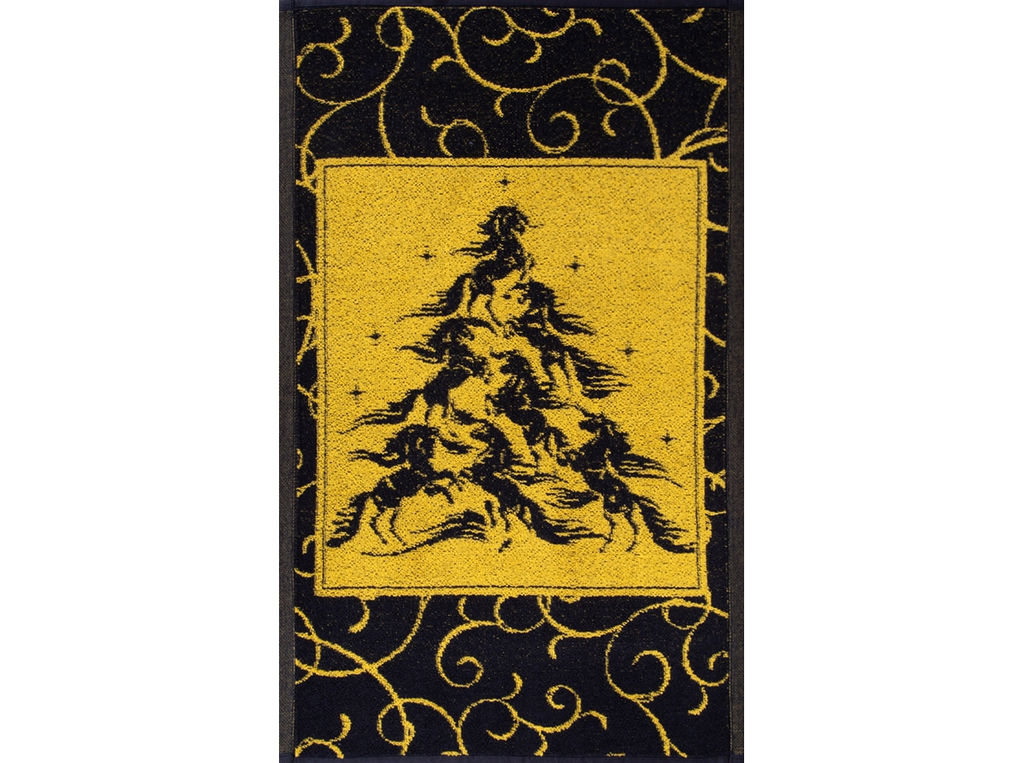 Полотенце махровое 6с104.411ж1 Лошадиная елка(т.желтый) 67х40см