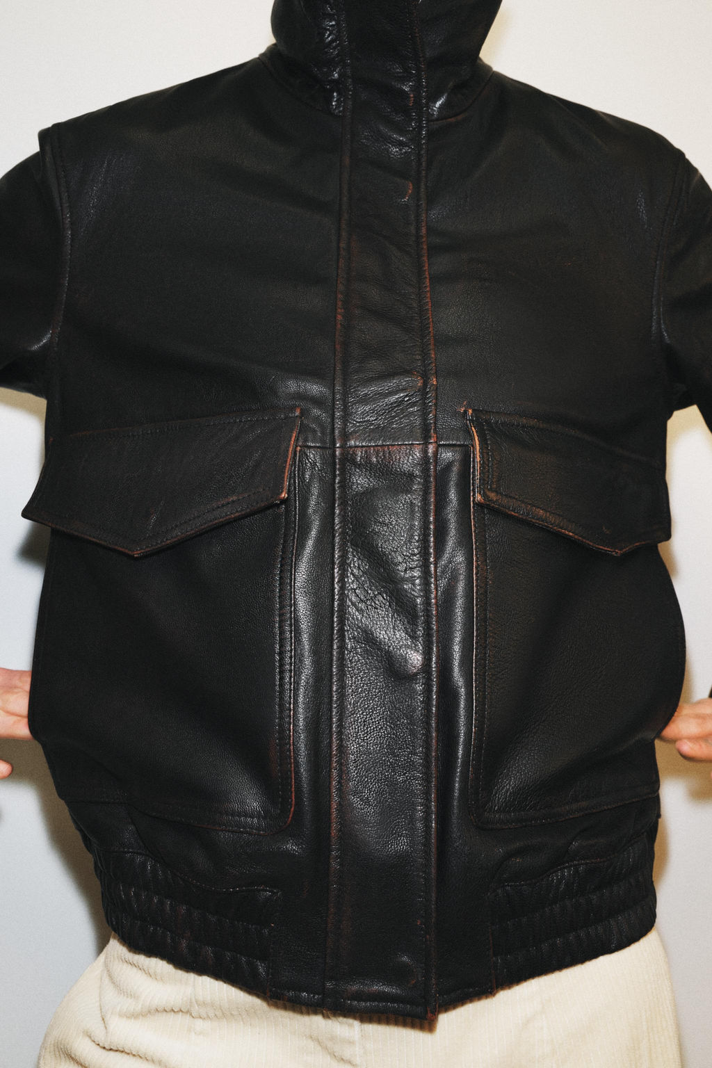 100% LEATHER BOMBER JACKET ZW COLLECTION LIMITED EDITION - Zara фото 20