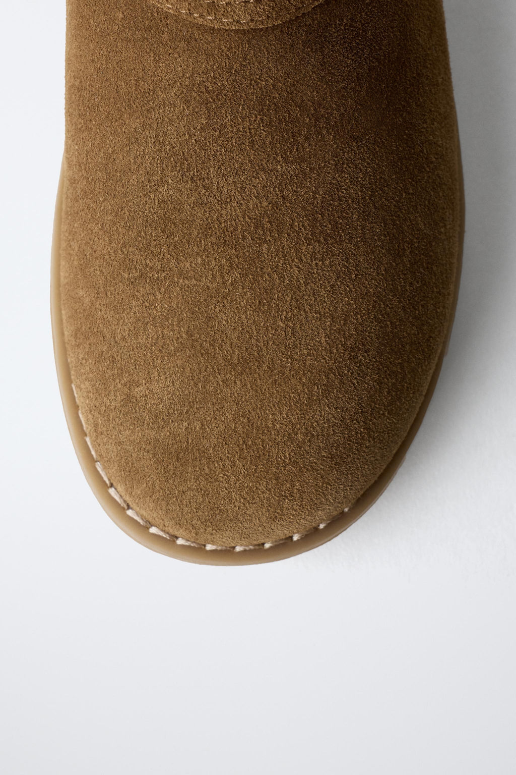 LEATHER ANKLE BOOTS WITH FAUX SHEARLING - Zara фото 6