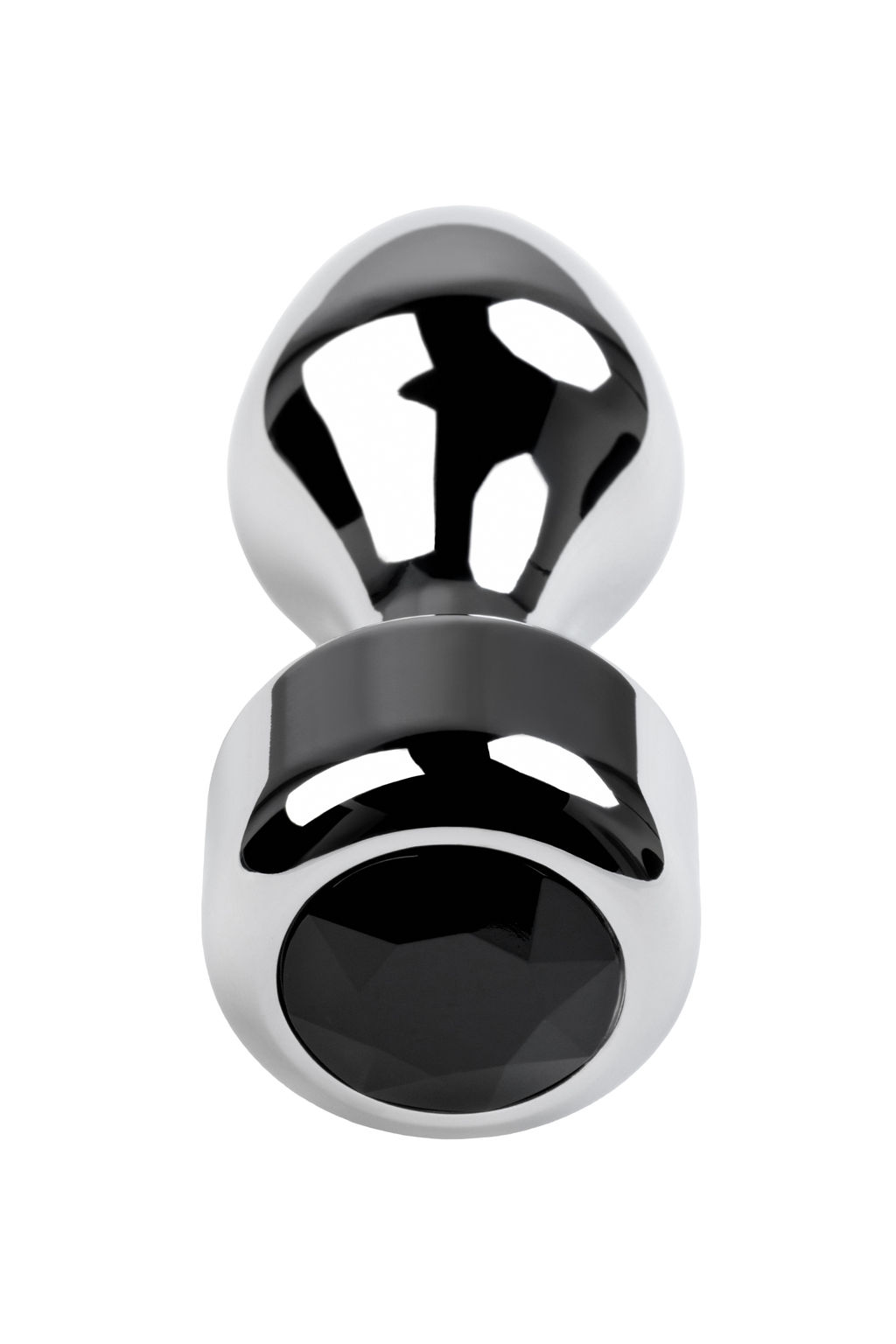 Анальная втулка Metal by TOYFA, металл, серебряная, с чёрным кристаллом, 10,8 см, 4 см, 200 г  фото 4