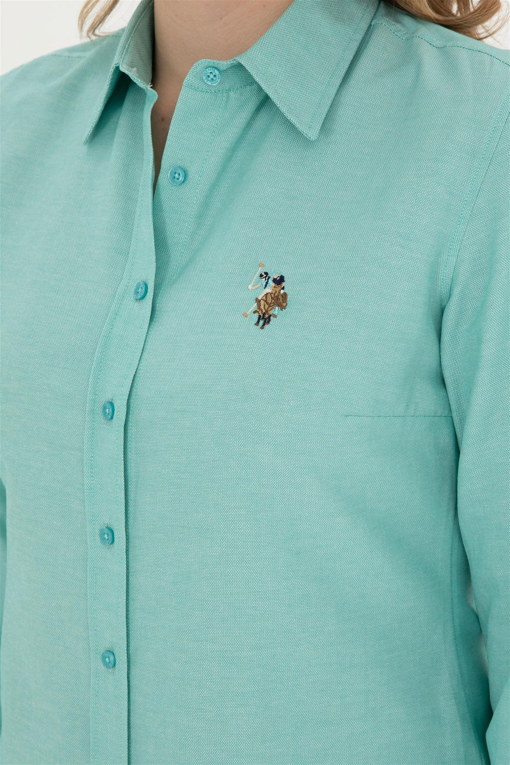 U. S. Polo Assn / Женская мятная базовая рубашка с длинным рукавом - U.s. polo assn фото 7