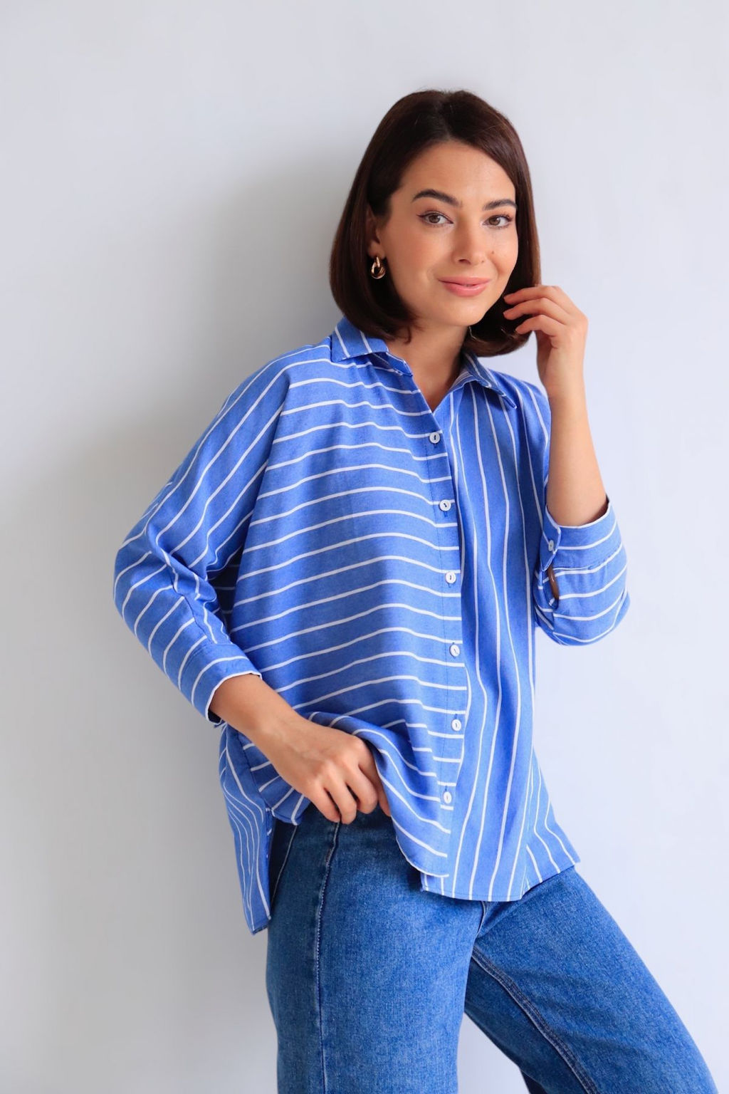 Martichelli Рубашка голубая в полоску  фото 5