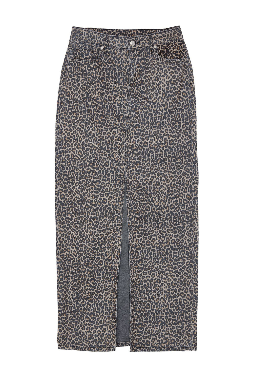 TRENDYOLMILLA Cok Renkli Leopar Desenli Kahverengi Midi Denim Etek TWOAW25ET00009 фото 8