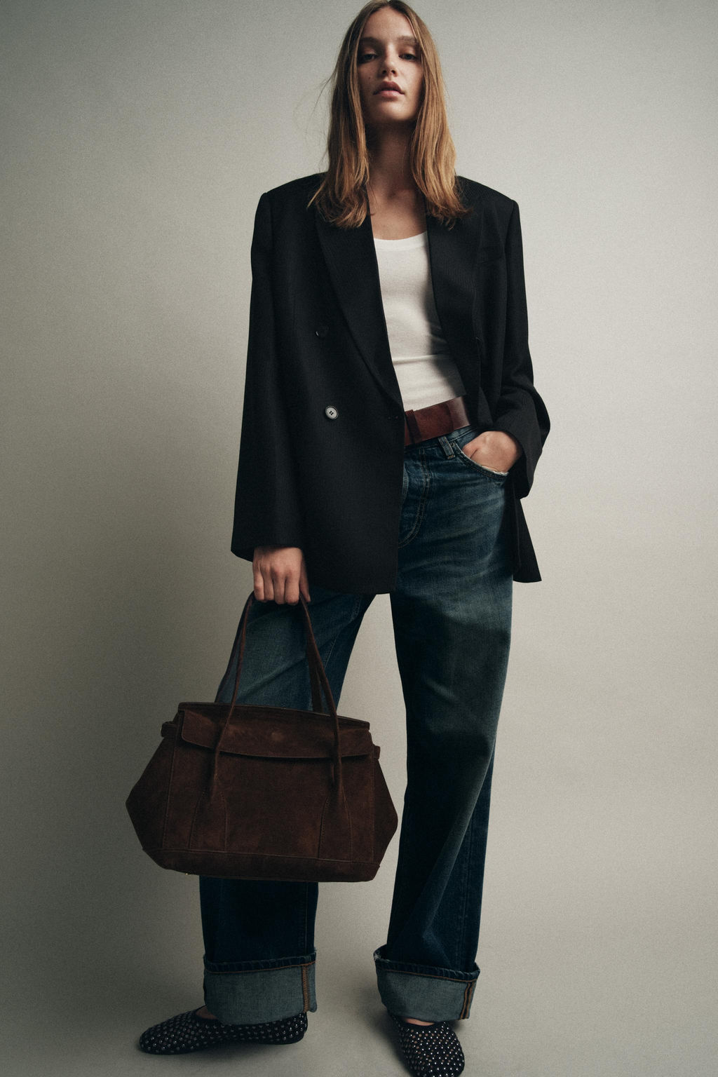 SPLIT SUEDE LEATHER CITY BAG