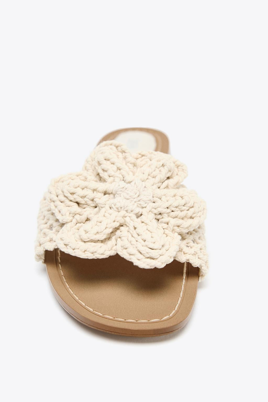 CROCHET BOW FLAT SANDALS - Zara фото 8