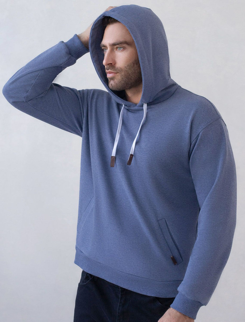 Худи из эластичного футера трехнитки с эффектом меланж