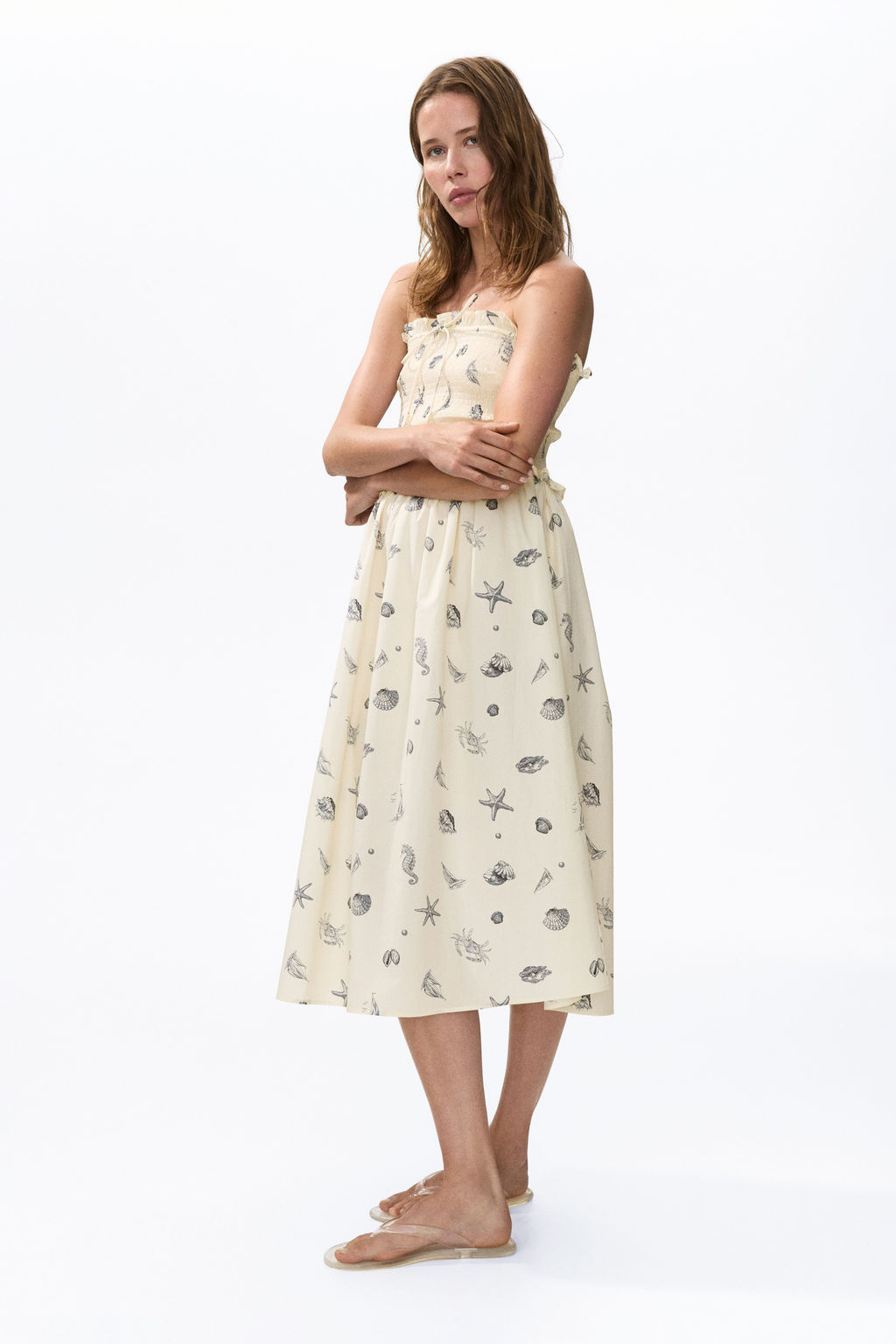 Vestido bandeau con cuerpo nido de abeja - H&m фото 8