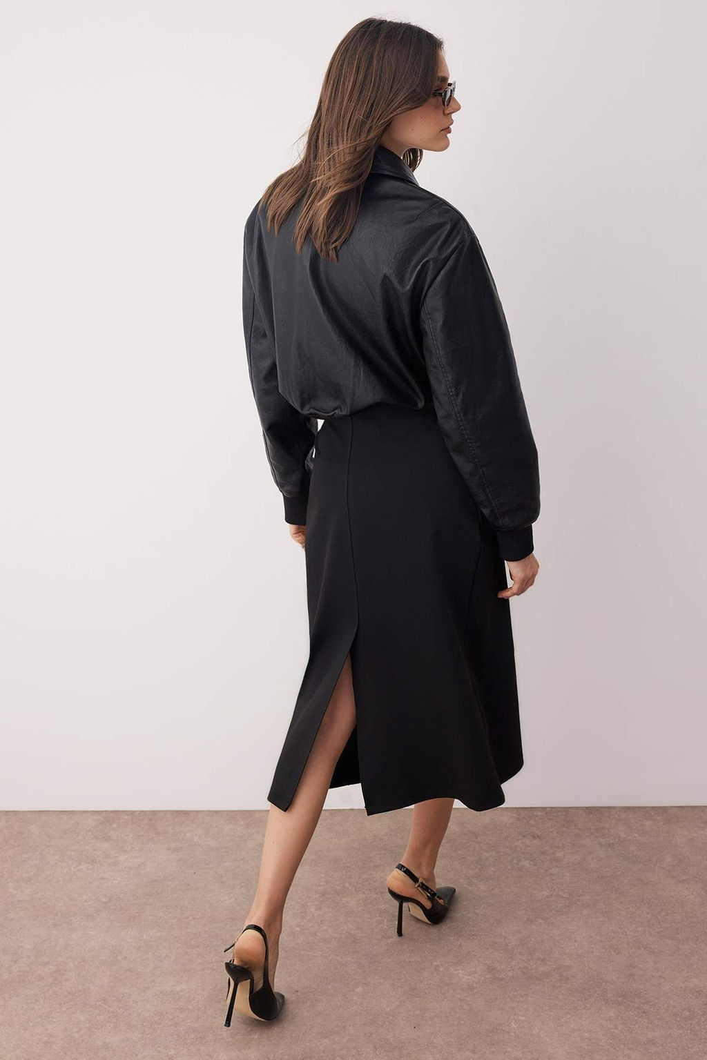 Siyah A-line/Can Ac?lan Esnek Midi Orme Etek TWOAW26ET00045 - Trendyolmilla фото 4